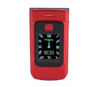 Naroote Elderly Cell Phone, Senior Flip Cell Phone Voice Broadcasting Dual Screen Display with 4800mAh Battery for Travel (Red)