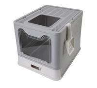 Naroote Enclosed Cat Litter Box with Drawer, Stainless Steel Easy Clean Foldable Top Exit Kitty Litter Box, Top Entry Covered for Odor Control, Space Saving for Kitten Indoor Use