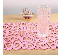 Naroote Felt Table Runner with Floral Design for Home Decoration and Dining Table 7 Colors Rectangle Shape Durable Placemats (Pink)