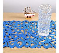 Naroote Felt Table Runner with Floral Design for Home Decoration and Dining Table 7 Colors Rectangle Shape Durable Placemats (Lake Blue)
