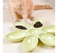 Naroote Flower Petals Shaped Cat Food Bowl Comfortable Design 6 Grids Multifunction Pet Feeding Dish for Small Cats and Kittens Made of Safe Plastic