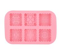 Naroote Food Grade Silicone Mooncake Mold Set for Making Cake Soap Ice Cream 6 Slots Pink 25 * 16 * 2cm