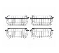 Naroote Freezer Organizer Bins for Upright Freeze R, 4 Pack | Stackable Carbon Steel Open Frame Storage Baskets with Easy Grip Handles for Busy Families