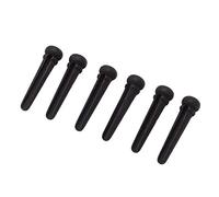 Naroote Guitar Bridge Pins, Ebony Black Slotted Bridge Pins, Acoustic Guitar Replacement with White Pearl Shell Dot, Pack of 6