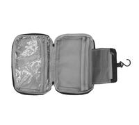 Naroote Hanging Toiletry Bag for Travel, Foldable Cosmetic Organizer with Zipper Pockets for Men and Women, Perfect for Business Trips and Outdoor Activities, Made of Imitation Hemp Cation (Black)