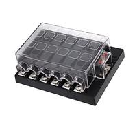 Naroote High Strength Vane/Wing Box, ATC ATO Block Panel with Negative Bus, Easy Wiring, for Cars Buses Oil Tankers, ABS Material (12 Way)