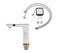 Naroote Hot Cold Basin Faucet, Infrared Sensor Touchless Bathroom Faucet with Dual Sensing Modes, Premium Components & Water Temperature Display for Home Hotel (White)