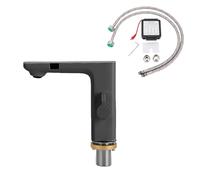 Naroote Hot Cold Basin Faucet, Infrared Sensor Touchless Bathroom Faucet with Dual Sensing Modes, Premium Components & Water Temperature Display for Home Hotel (Gray)