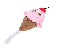 Naroote Ice Cream Dog Toy, Dog Birthday Toy Plush Squeak Soft Stuffed Puppy Chew with Ropes Girl Plush for Small Medium Large and Cats Pet Supplies (Ice cream powder)