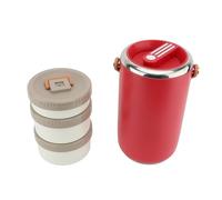 Naroote Insulated Food Jar, Container for The Insulated Lunch Underground Lunch with a Stagnate of 2.6 Liters at 3 Levels for Open Activities (Red)