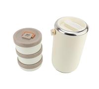 Naroote Insulated Food Jar, Container for The Insulated Lunch Underground Lunch with a Stagnate of 2.6 Liters at 3 Levels for Open Activities (White)