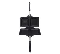 Naroote Iron Panini Press, 2 Portions Removable Maker, Double Sided Non Stick Toasted Maker, Ideal for Outdoor & Home, 9.8x5.5inch (Black)