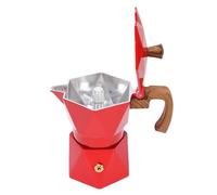 Naroote Italian Coffee Maker, Premium Anodized Aluminum Stovetop Coffee Pot with Dual Valve for Rich Brewing, 2 Cup Capacity for Home Camping Gas Electric Induction Cooktops (Red)