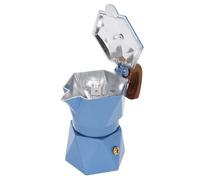 Naroote Italian Coffee Maker, Premium Anodized Aluminum Stovetop Coffee Pot with Dual Valve for Rich Brewing, 2 Cup Capacity for Home Camping Gas Electric Induction Cooktops (Blue)