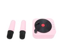 Naroote Karaoke Machine, Portable Bluetooth Speaker with 2 Wireless Microphones, 4 Magical Sound Effects, Retro Record Player Design, Mini Karaoke Machine for Home Party Travel (Pink)