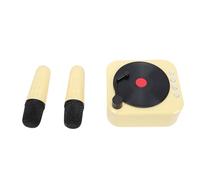 Naroote Karaoke Machine, Portable Bluetooth Speaker with 2 Wireless Microphones, 4 Magical Sound Effects, Retro Record Player Design, Mini Karaoke Machine for Home Party Travel (Yellow)