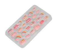 Naroote Kids Cute Cartoon Pattern False Nails for Girls, 24pcs Full Cover Press On Fake Nails for DIY At Home or Nail Salons, Suitable for Children, Made of ABS Material (03)