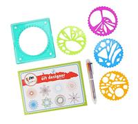 Naroote Kids Geometric Ruler Template Drawing Tool Lightweight Compact Durable Easy Use for Beautiful Patterns, Colorful Pen Included, Suitable for Inspiring Creativity, Plastic Material