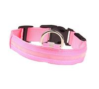 Naroote LED Dog Collar Super Bright Adjustable Arrow Storage Case Glow for Night Safety M Size 45.5x2.5cm (Rosy Light)