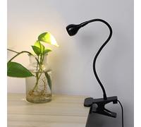 Naroote LED Flexible Clamp Clamp/Holder On Desk Lamp for Reading Study, No Flicker, Adjustable Arm, for Home Office Black Aluminium Alloy 11.8x0.3in