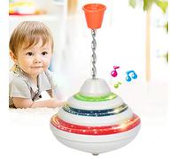 Naroote LED Music Spinning Top Toy Colorful Light for Kids Gift, Safe Material Push Down Spinning Top for Motor Skills, Fitness and Recreation Combination for Children, Plastic 4.33 Inch (Colorful)