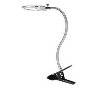 Naroote Magnifying Glass with Light, Magnifying Glasses for Reading, Flexible Hose Clamp Magnifier Clip-on Type with 2 LEDs Magnifier Light Hand Free Magnifying Lamp for 2X and 6X Embroidery