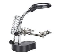 Naroote Magnifying Glass with Stand, 3.5X 12X Dual Lens Magnifier, LED Magnifying Lamp with Auxiliary Clamps, Ideal for Soldering, Watch Repair & Jewelry Crafting