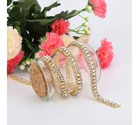 Naroote Mesh Wrap Roll Sparkle Rhinestone Ribbon for Elegant Wedding and Parties Decor 90cm Silver AB Crystal (Golden AB)