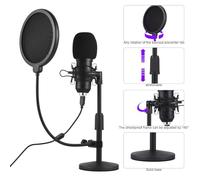 Naroote Microphone Set, Podcast Microphone Microphone For PC PC Computer Podcast Condenser Metal Mic Kit with Professional Sound Chipset For Recording Gaming Singing