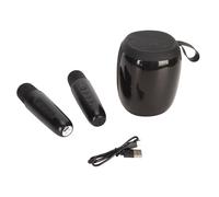 Naroote Mini Karaoke Machine, RGB Light Speaker, Set of 5.0 Microphones, 66 Mm Speakers, 4 Ohm, 10 Watts, Stereo Bass Box with Double Microphone for Interior Interior (Black)