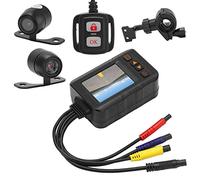 Naroote Motorcycle Driving Recorder, 1080P Front and 720P Rear Camera Rainproof DVR Dash Cam with Loop Recording and Parking Mode, for Motorbike Front Rear Recorder