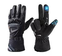 Naroote Motorcycle Gloves Hard Knuckle Touchscreen for Riding Black Microfiber Leather 1 Pair (M)