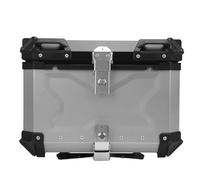 Naroote Motorcycle Top Box Aluminum Alloy 55L Weatherproof Safety Lock for Night Driving Safety, for Riders with Reflective Stickers (Silver)