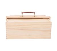 Naroote Multi Layer Artist Tool Storage Box, Wooden Art Supply Organizer with Drawer for Home School Studio, Made from Beech Wood, Three Layers, Detachable Drawer, Leather Handle