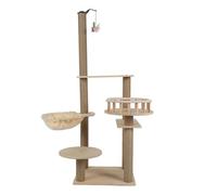 Naroote Multilevel Cat Tower, Stable Sturdy Structure,Climb Sleep Rest, Compact Space Saving, Solid Wood Boards Hemp Rope, Cat Jumping Platform with Hammock Dangling Toy