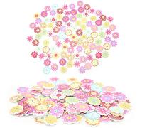 Naroote Painted Flowers Wooden Buttons 200Pcs Durable for Sewing Crafting Accessories 20mm for DIY Hand-Made Knitting Crochet