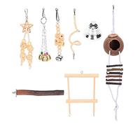 Naroote Parakeet Toy, Pet Birds Cages Toy Swing Chewing Bird Swing Bell 7 pcs. for Coconut par