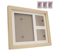 Naroote Pawprint Commemorative Set, Pet Memorial Photo Frame Premium Material with Clay Mold for Bonus Template for Print Paws (Log Frame)
