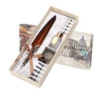 Naroote Pen Set, Vintage Calligraphy Writing Kit, Metal Retro Pen Holder Set with Complete Accessories, Ideal for Lovers, Teachers, Classmates Gift (Brown)