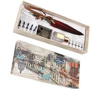 Naroote Pen Set, Vintage Calligraphy Writing Kit, Metal Retro Pen Holder Set with Complete Accessories, Ideal for Lovers, Teachers, Classmates Gift (Wine Red)