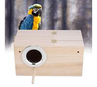 Naroote Pet Bird Breeding Box Durable Wooden House for with Stand, Suitable for Budgerigars and Cockatiel Parrots, 9.6x5.1x5.1in, Burlywood (left opening)