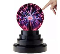 Naroote Plasma Ball Lamp, 3 Inch Plasma Globe with ABS Base, Clear Glass Sphere for Living Room, Bedroom, Office, Party Decoration, Air Purification, USB & Battery Powered