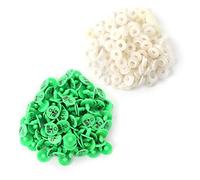 Naroote Plastic Animal Livestock Ear Tag Durable Lightweight Marker Label for Rabbit Fox Dog 100Pcs Rose Red Green Yellow (Green)
