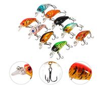 Naroote Plastic Fishing Lures Hook Bass Crankbait Tackle 4.5cm/4g 9pcs Set 3D Eyes Diving 0.5-1m for Saltwater & Freshwater Fishing