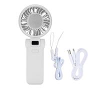 Naroote Portable Turbo Fan, Foldable Battery Operated Fan with Digital Display, 5 Speed Adjustment, Semiconductor Cooling, Quiet Running, Summer Devices for Camping, Sports, Beach (White)