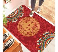 Naroote Premium Construction Red Chinese Floor Mat Absorbent Ideal Doormat Festival Design Easy to Crystal Velvet 40×60cm New Year Spring Atmosphere (Narooteu63zsg5gtm-3)