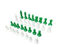 Naroote Premium Plastic Chess Pieces Set 32pcs Green and White for Family Game Nights and Teaching 49x20x20mm (49mm)