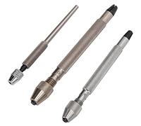 Naroote Professional Metal Hand Drill Set Durable Watch Repair Tool for Watchmakers, 3pcs Pin Vise Set for Watch Repair Hand Drill, Suitable for Home Use and Shops, Alloy, Silver, 3.9in, 3.4in, .2in,