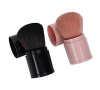Naroote Professional Retractable Powder Blush Brush for Easy Makeup, Firm Bristles, for All Skin Types, 2Pcs Black and Pink Brushes, Travel-Friendly
