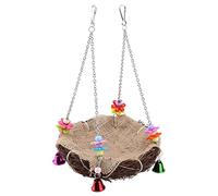 Naroote Rattan Bird Toy with Bells Multifunctional Swing and Perch for Parrots and Small Birds, Safe Natural Material (Large Size)